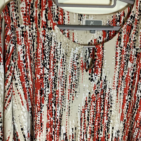 JM Collection Women's Top Tunic 3/4 Sleeves Size XL Flowy Stretchy - Picture 3 of 7